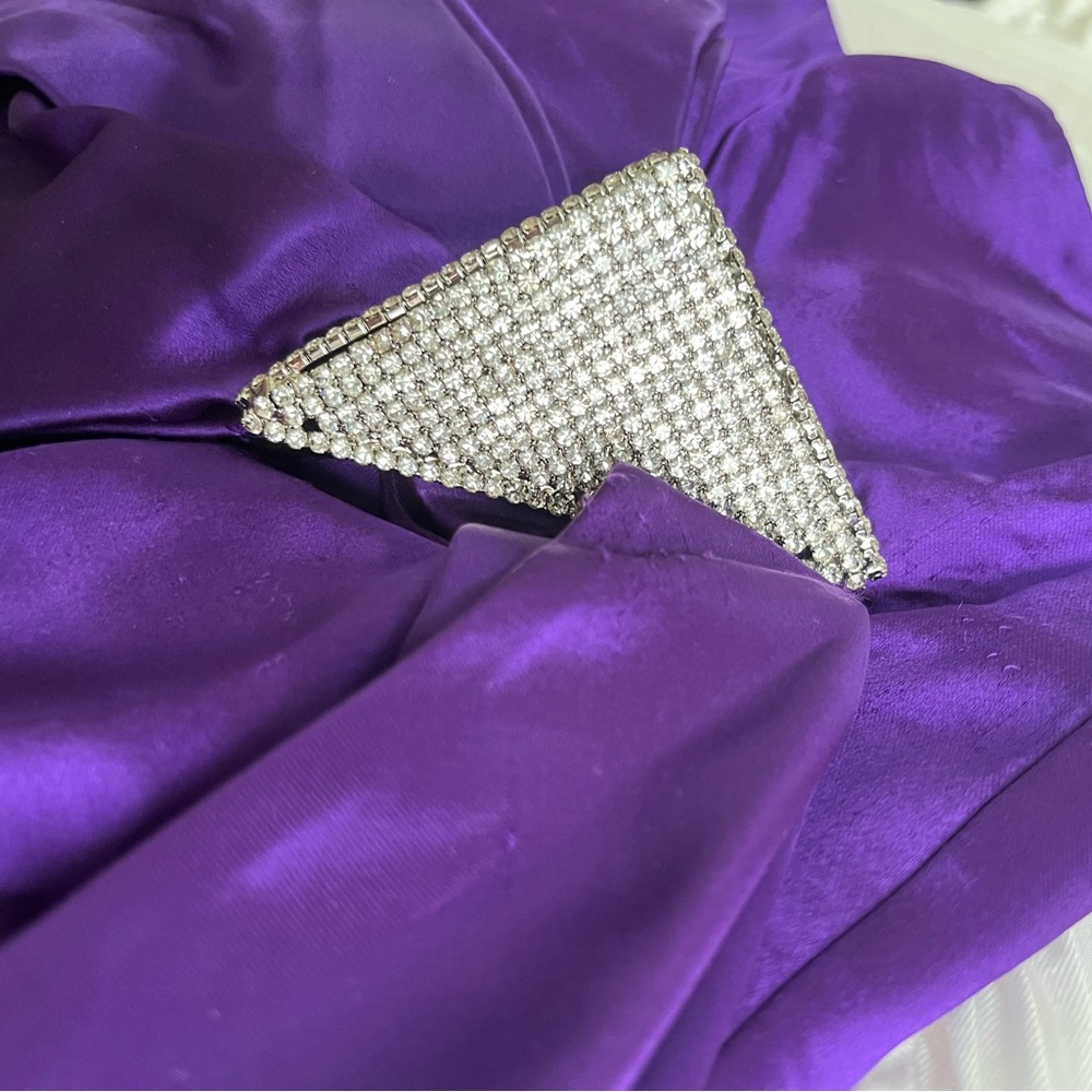 AREA Draped Bow Mini Skirt In Purple - Picture 13 of 14